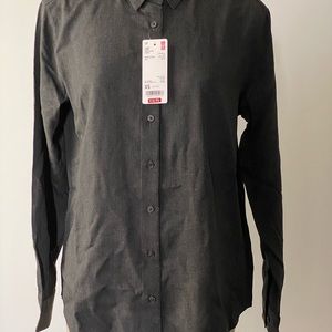 Uniqlo Button Up Blouse-Dark Gray-Brand New w/ tag